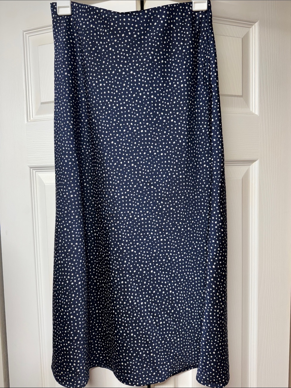 J. Crew Navy and White Polka Dot Maxi Skirt